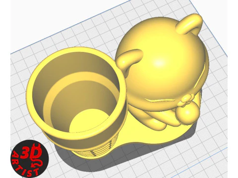 Cat with ice cream Pen holder 3D Print Model