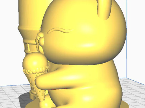 Cat with ice cream Pen holder 3D Print Model