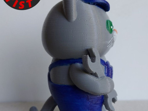 Cat Auto Mechanic Figurine Modelo de Impressão 3D