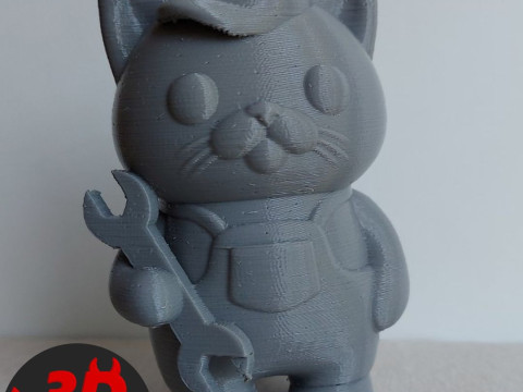 Cat Auto Mechanic Figurine Modelo de Impressão 3D