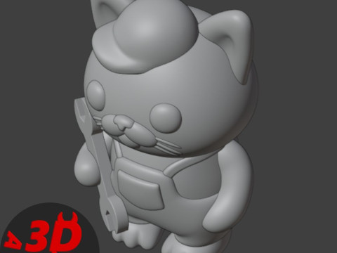 Cat Auto Mechanic Figurine Modelo de Impressão 3D