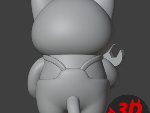 Cat Auto Mechanic Figurine Modelo de Impressão 3D