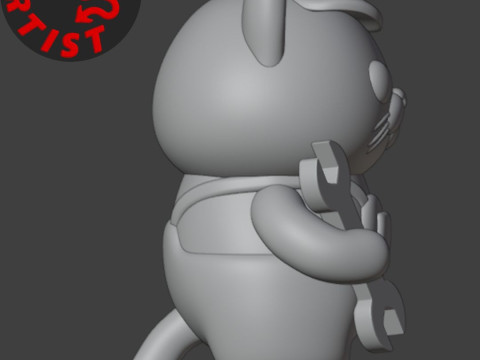 Cat Auto Mechanic Figurine Modelo de Impressão 3D