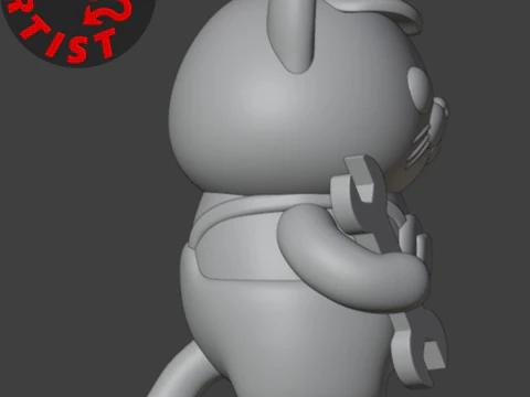 Cat Auto Mechanic Figurine 3D Print Model