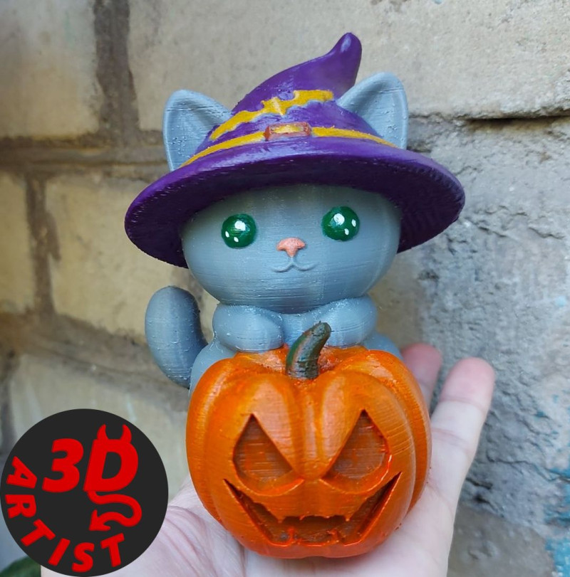 Halloween Cat Figurine Model do druku 3D .c4d .max .obj .3ds .fbx .stl .blend 
