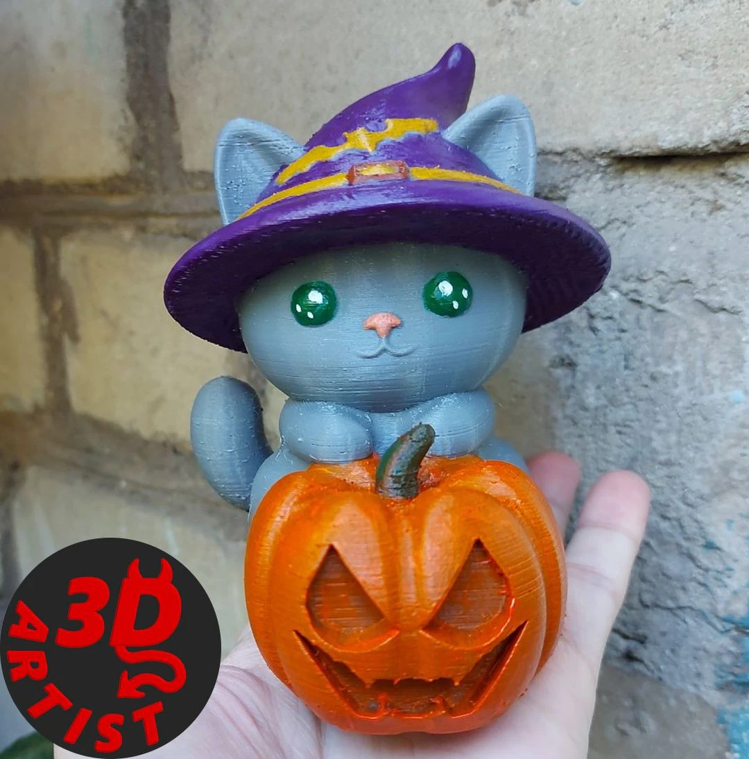 Halloween Cat Figurine 3D Print Model .c4d .max .obj .3ds .fbx .stl .blend 