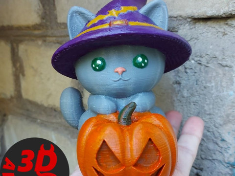 Halloween Cat Figurine 3Dプリントモデル