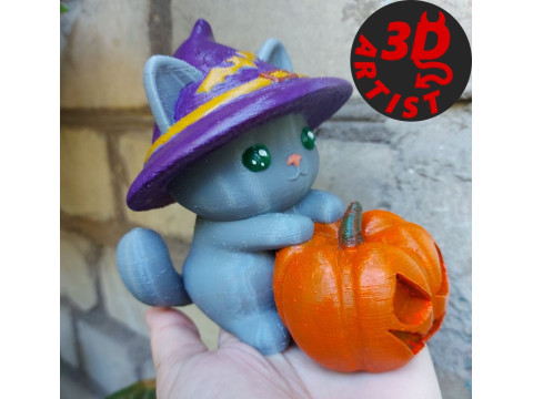 Halloween Cat Figurine Model do druku 3D