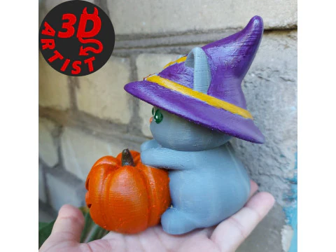 Halloween Cat Figurine 3D Print Model