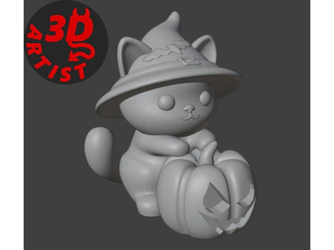 Halloween Cat Figurine 3D Print Model