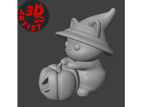 Halloween Cat Figurine 3D Print Model