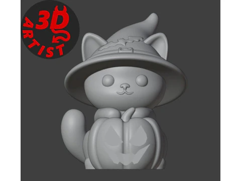 Halloween Cat Figurine 3D Print Model