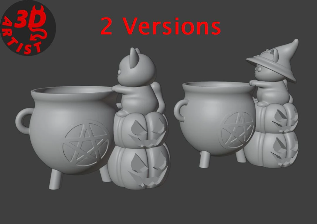 Witchs Cauldron Organizer2 Versions 3D Print Model .c4d .max .obj .3ds .fbx .stl .blend 