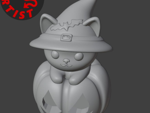 Cat in a pumpkin Figurine 2 versions 3D प्रिंट मॉडल
