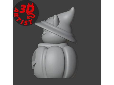Cat in a pumpkin Figurine 2 versions 3D Print Model