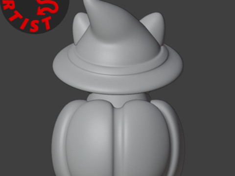 Cat in a pumpkin Figurine 2 versions 3D प्रिंट मॉडल