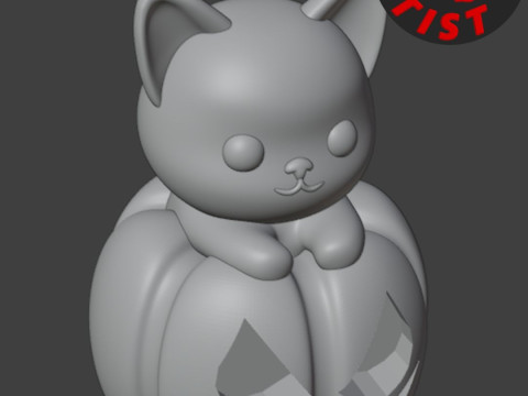 Cat in a pumpkin Figurine 2 versions 3D प्रिंट मॉडल