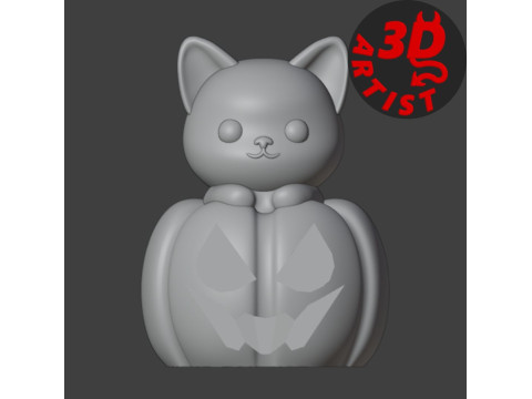 Cat in a pumpkin Figurine 2 versions 3D प्रिंट मॉडल