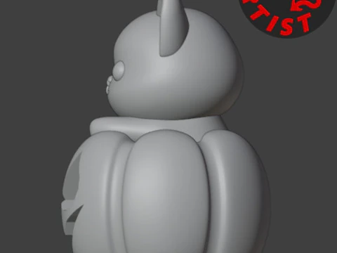 Cat in a pumpkin Figurine 2 versions 3D Print Model