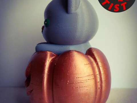 Cat in a pumpkin Figurine 2 versions 3D Print Model