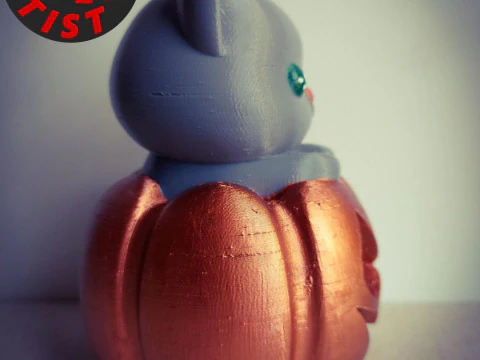Cat in a pumpkin Figurine 2 versions 3D Print Model