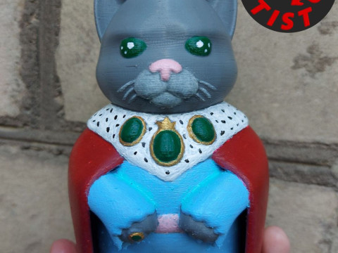 King Cat Figurine 3D Print Model