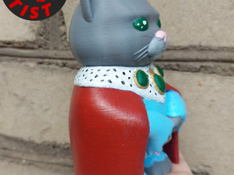 King Cat Figurine 3Dプリントモデル