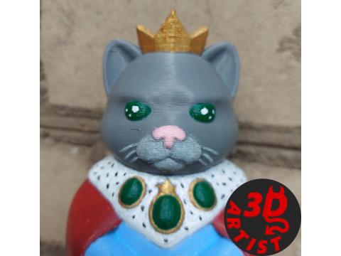 King Cat Figurine 3Dプリントモデル