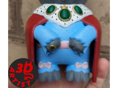 King Cat Figurine 3Dプリントモデル