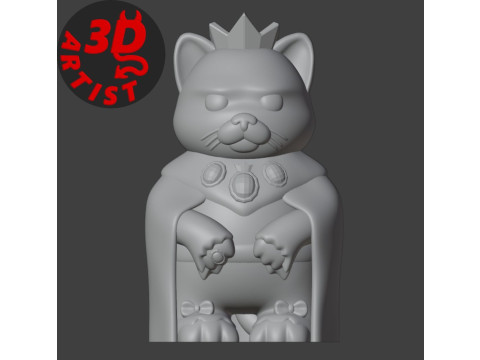 King Cat Figurine 3Dプリントモデル