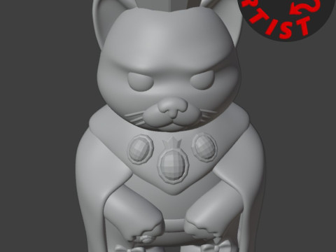 King Cat Figurine 3Dプリントモデル