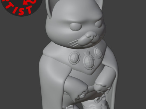 King Cat Figurine 3Dプリントモデル