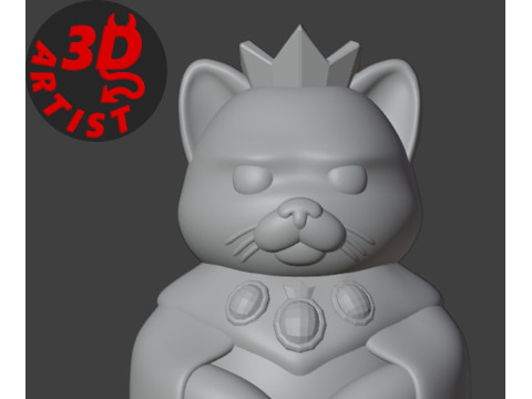 King Cat Figurine 3Dプリントモデル