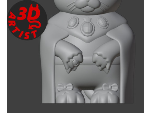 King Cat Figurine 3Dプリントモデル