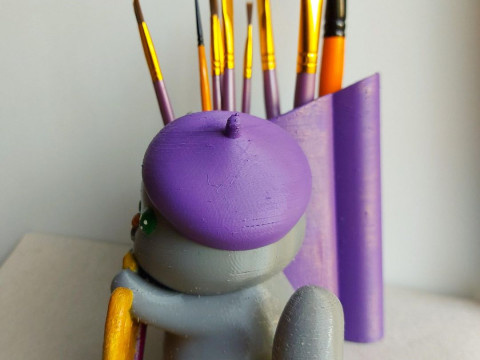 Cat Artist Brush Holder Modello di stampa 3D