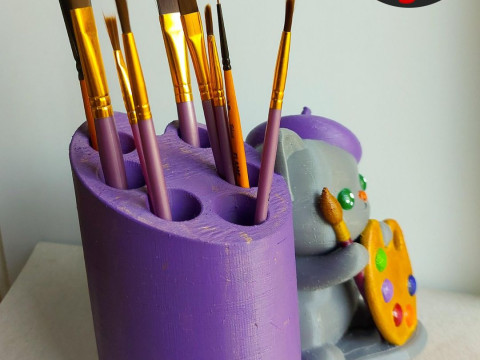 Cat Artist Brush Holder Modello di stampa 3D