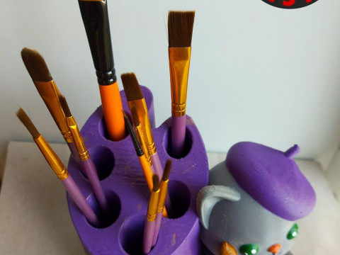 Cat Artist Brush Holder Modello di stampa 3D