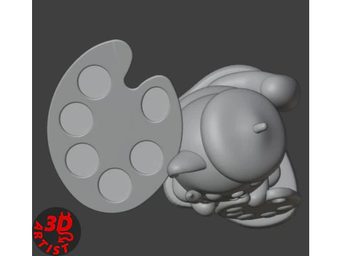 Cat Artist Brush Holder 3D Print Model
