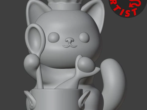 Cat Chef Figurine 3D Print Model