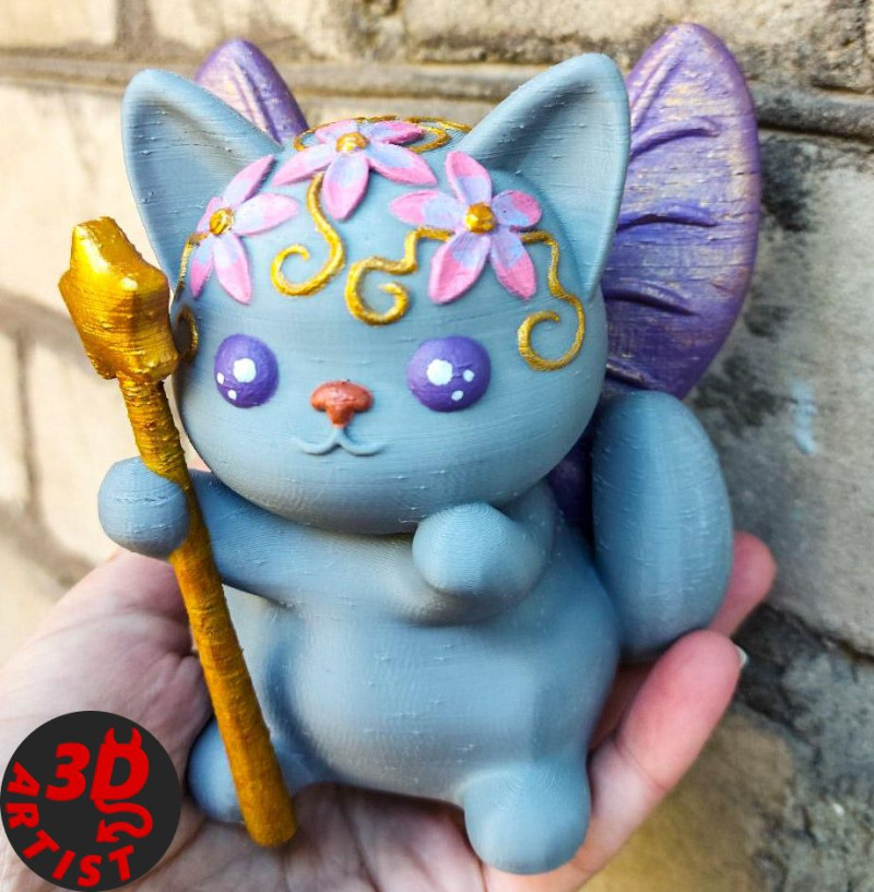 Fairy Cat Figurine 3D 프린트 모델 .c4d .max .obj .3ds .fbx .stl .blend 