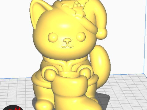 Happy Christmas Cat Figurine Set 3 versions 3D Print Model