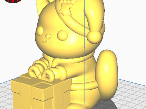 Happy Christmas Cat Figurine Set 3 versions 3D Print Model