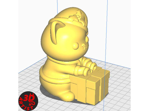 Happy Christmas Cat Figurine Set 3 versions 3D Print Model