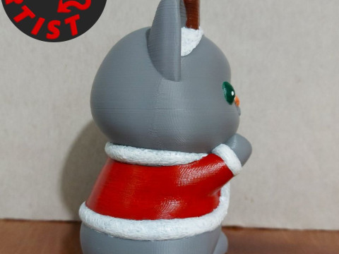 Happy Christmas Cat Deer Figurine Set 3 versions 3D 프린트 모델