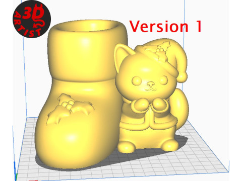 Christmas Boot Organizer Cat Figurine Set 3 versions 3D 프린트 모델