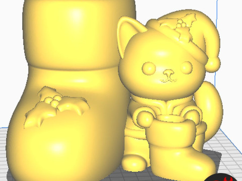 Christmas Boot Organizer Cat Figurine Set 3 versions 3D 프린트 모델