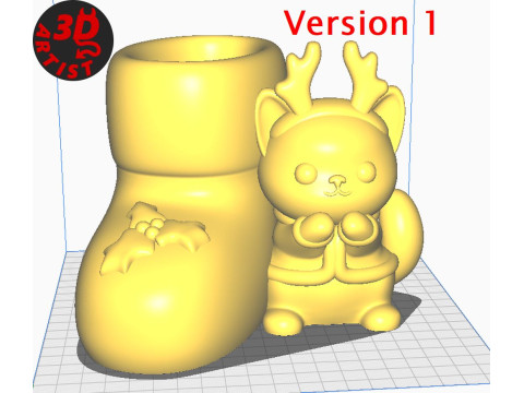 Christmas Boot Organizer Cat Deer Figurine Set 3 versions 3D Print Model