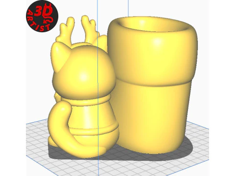 Christmas Boot Organizer Cat Deer Figurine Set 3 versions 3D Print Model