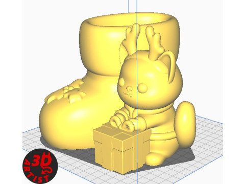 Christmas Boot Organizer Cat Deer Figurine Set 3 versions 3D 打印模型