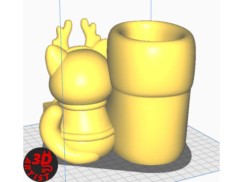 Christmas Boot Organizer Cat Deer Figurine Set 3 versions 3D Print Model